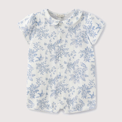 FLOWER PRINT SHORT SLEEVE JUMPSUIT