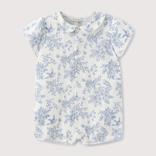 FLOWER PRINT SHORT SLEEVE JUMPSUIT