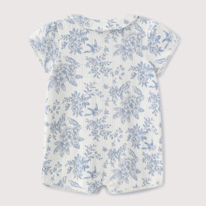 FLOWER PRINT SHORT SLEEVE JUMPSUIT