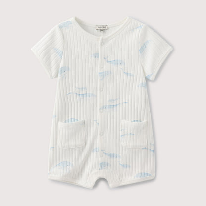 WHALE PRINT SHORT SLEEVE JUMPSUIT