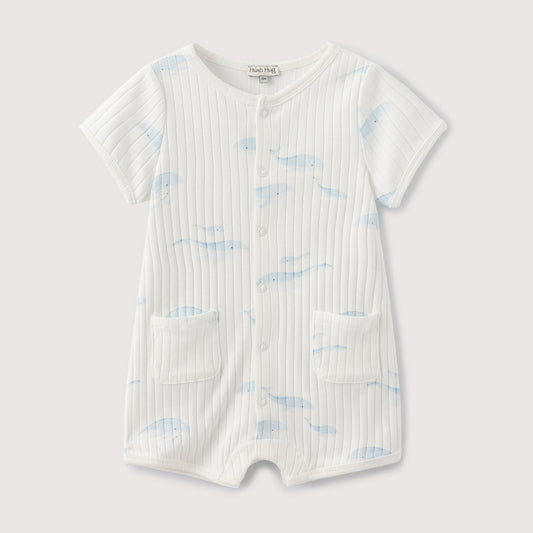 WHALE PRINT SHORT SLEEVE JUMPSUIT