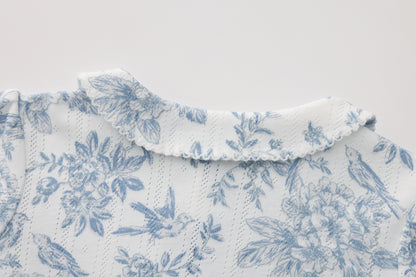 FLOWER PRINT SHORT SLEEVE JUMPSUIT
